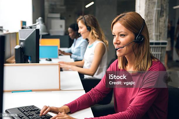 Women Working In Call Center Stock Photo - Download Image Now - Call Center, Customer Service Representative, Teamwork