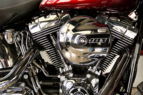 할리 데이비슨 왜고너의 고출력 트윈 캠 103b 엔진을 쇼룸 - harley davidson engine motorcycle style 뉴스 사진 이미지