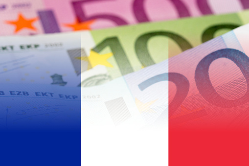france flag with euro banknotes mixed image