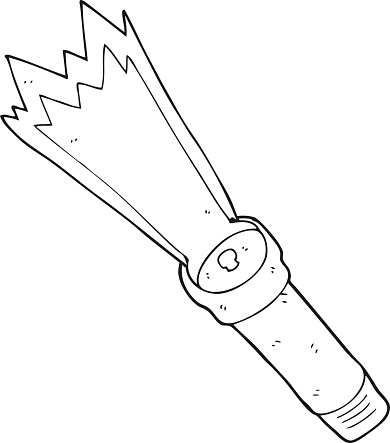 Black And White Cartoon Torch Stock Illustration - Download Image Now