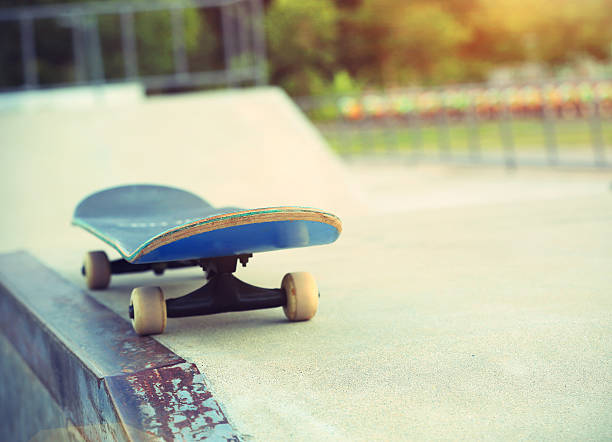 istock skateboard at skatepark 518183914