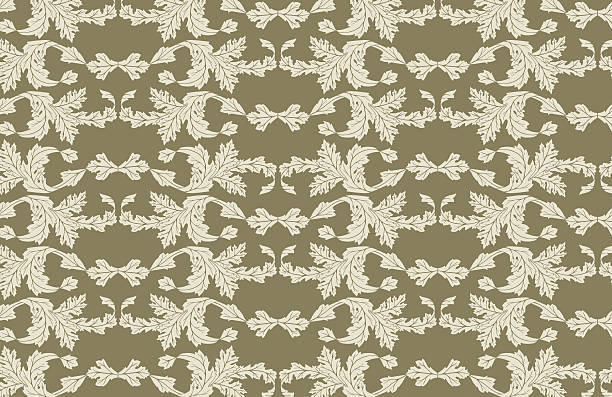 Vector ornate pattern Vector vintage seamless pattern. Leaf ornament in Pre-raphaelite style. william morris art stock illustrations