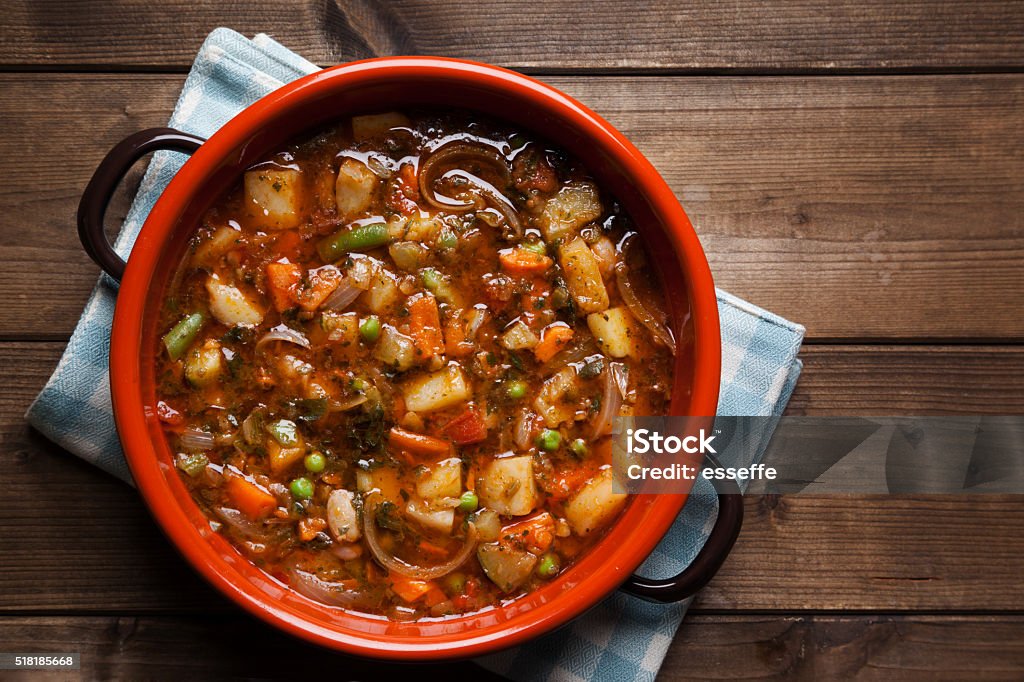 minestrone soup on the pot Traditional Italian cuisine minestrone soup prepared on the pot  Minestrone Stock Photo