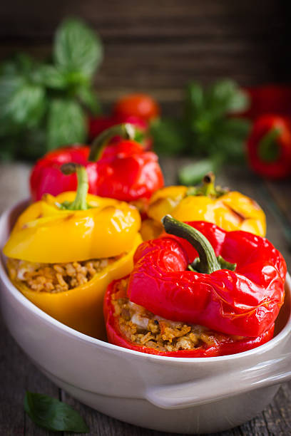 istock Stuffed peppers with meat, rice and vegetables 518186322