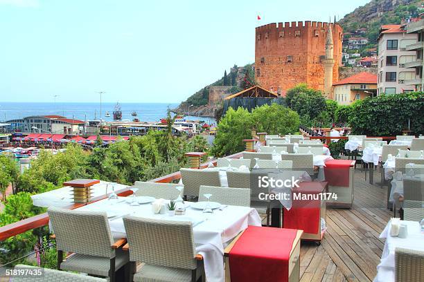 Restaurant Tables In Alanya Turkey Stock Photo - Download Image Now - Alanya, Table, Horizontal