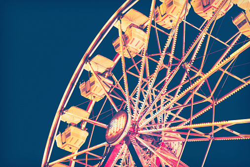 Ferris Wheel In Retro Tones Against Night Sky