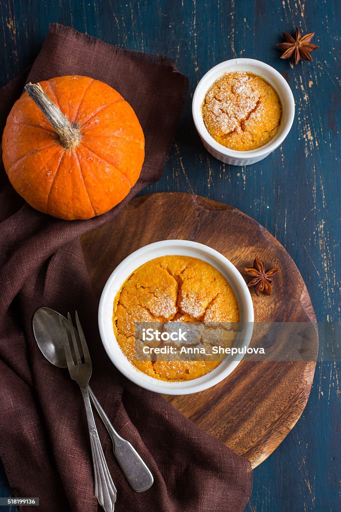 Sweet pumpkin  souffle Sweet pumpkin  souffle , top view Autumn Stock Photo