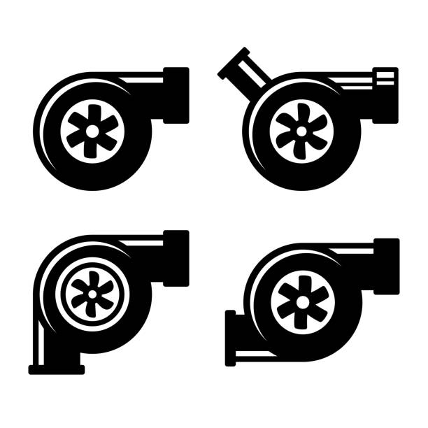 Turbocharger Icons Set Isolated on a White Background. Vector Turbocharger Icons Set Isolated on a White Background. Vector illustration turbo stock illustrations