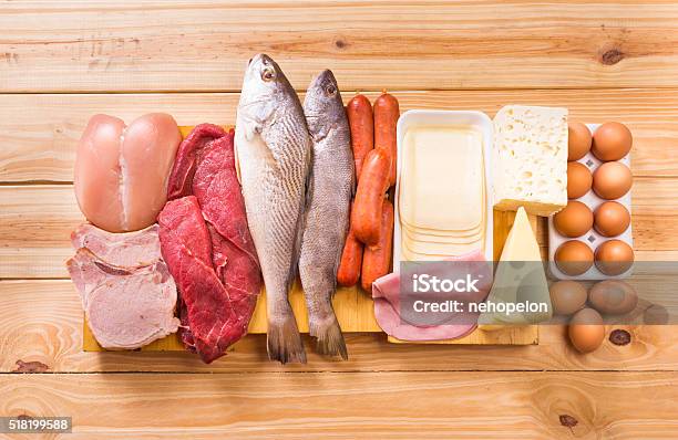 Food Proteins Stock Photo - Download Image Now - Fish, Protein, Animal Egg