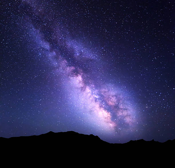 istock Mountain landscape with Milky Way. Night sky with stars 518201584