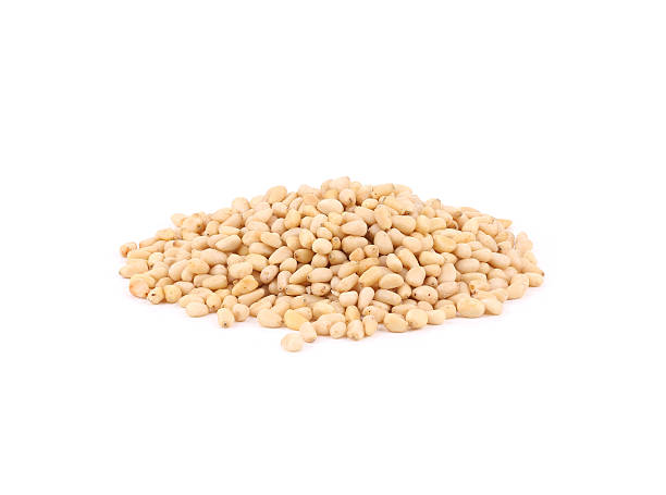 istock Heap of peeled pine nuts. 518201595