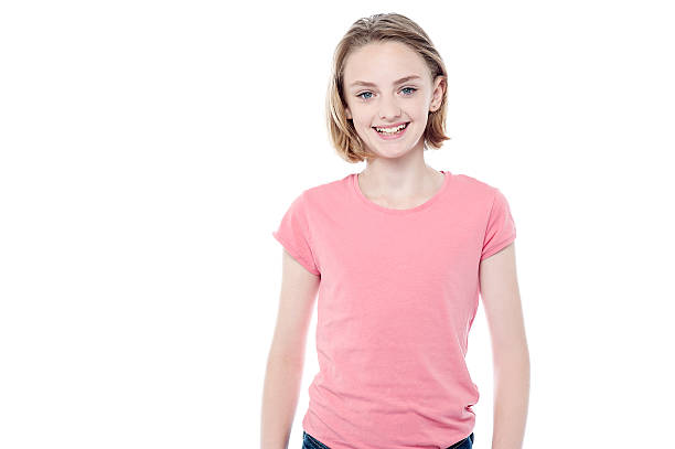 istock Charming girl posing over white 518202534