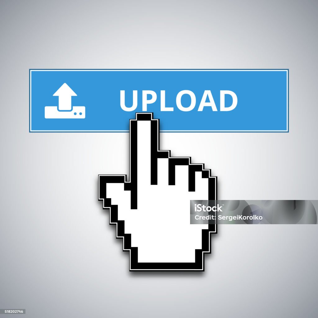 Mouse Cursor Clicks The Upload Button Stock Illustration - Download ...