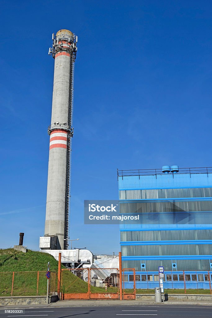 Smoke stack of the power plant Blue Stock Photo