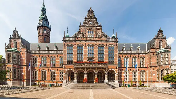 The richly decorated Academia building is the main building of the university of Groningen in the Netherlands.