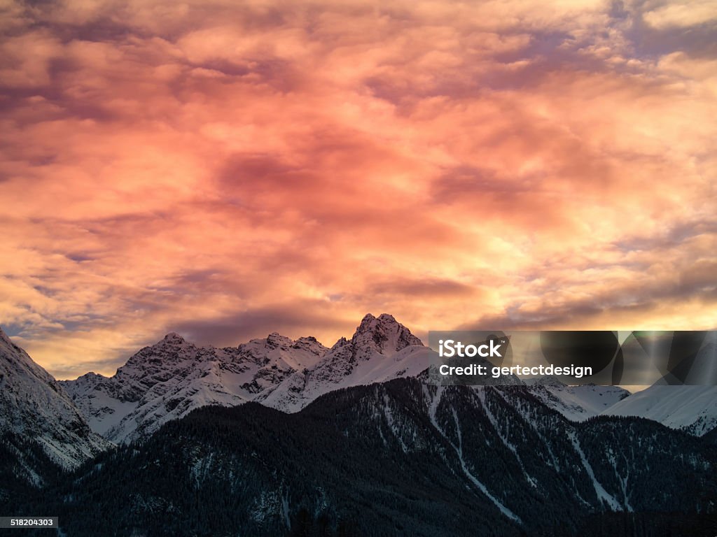 Sunset in the mountains, Swiss Alps, Engadine, Switzerland Evening atmosphere in the Engadine, Switzerland Beauty Stock Photo