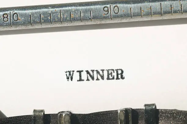 Photo of Word winner typed on  typewriter
