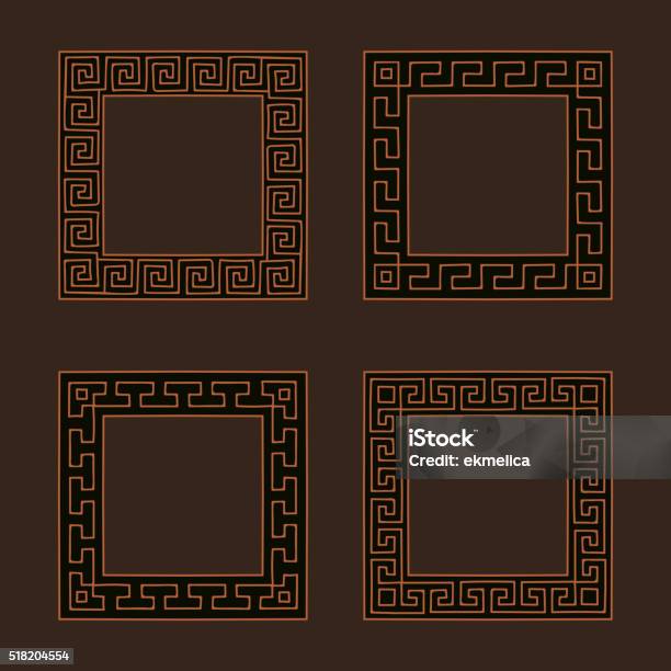 Miander Sign Vector Set Of Four Square Meander Frames Stock Illustration - Download ...