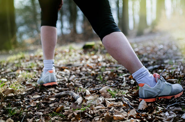 istock Stretching exercises after running in the forest 518205196