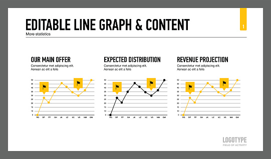 Line Graph Slide Ideas Line Graph And Content Slide Template Stock Illustration - Download ...