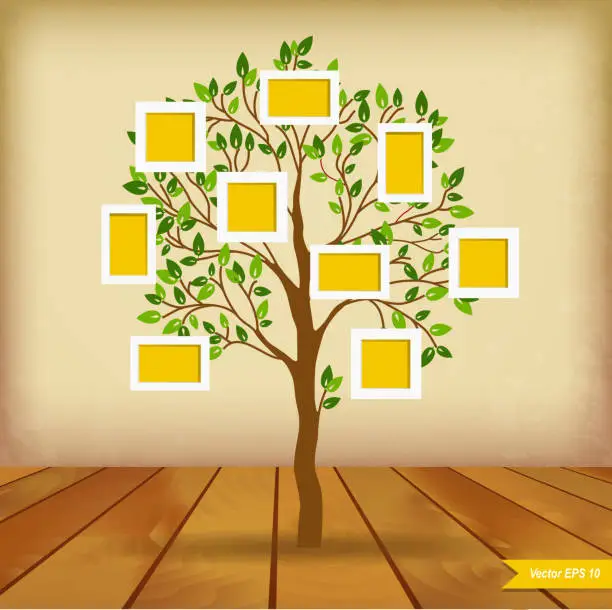 Vector illustration of Tree and photos