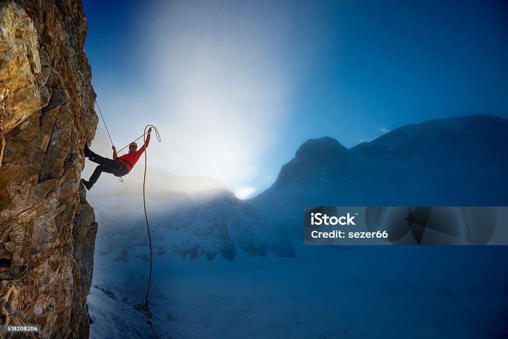Extreme Winter Klettern - Lizenzfrei Klettern Stock-Foto