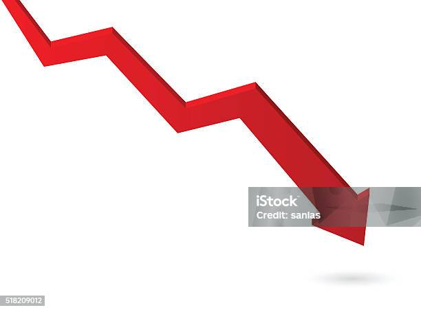 Descending Red Arrow Symbol Stock Illustration - Download Image Now - Moving Down, Arrow Symbol, Red