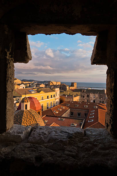 istock Panoramic view of Cagliari downtown at sunset in Sardinia 518209872