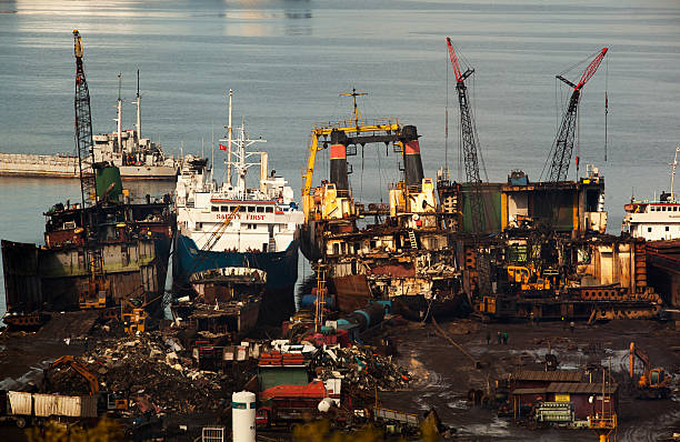 Izmır,Turkey - February 14,2014 :Izmir ship dismantling industry. Ship dismantling industry. Recycling. 