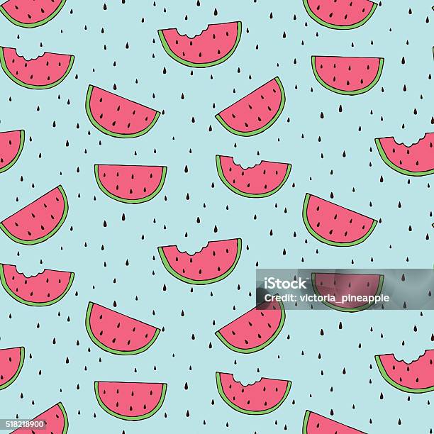 Seamless Background With Watermelon Slices Stock Illustration - Download Image Now - Watermelon, Backgrounds, Food