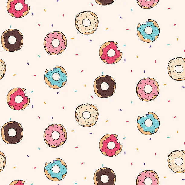 Vector illustration of Vector seamless pattern with donuts