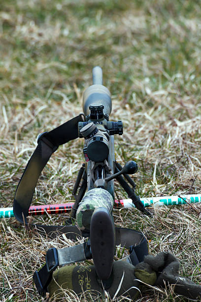 istock Military sniper aims at a target 518219460