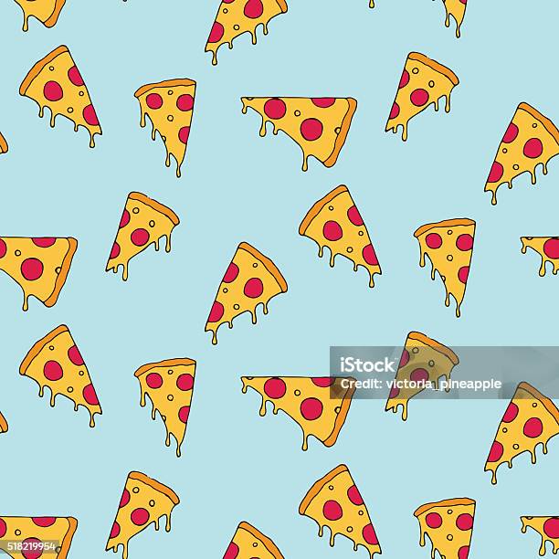 Tranche De Pizza Motif Uniforme Vecteurs libres de droits et plus d'images vectorielles de Pizza - Pizza, Motif, Fond