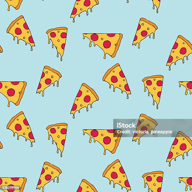 Pizza Slice Seamless Pattern Stock Illustration - Download Image Now - Pizza, Pattern, Backgrounds
