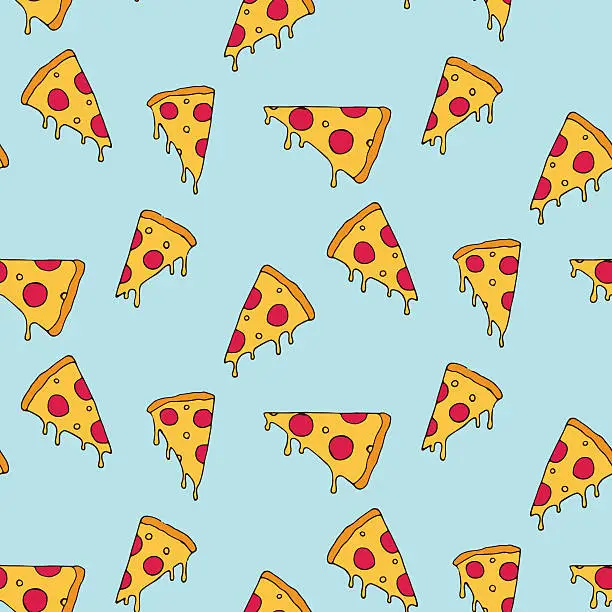 Vector illustration of Pizza slice seamless pattern