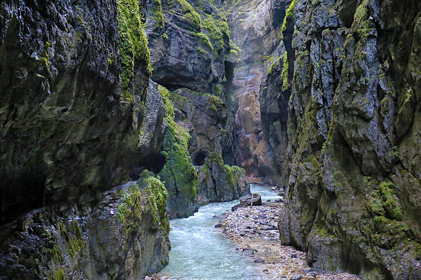 Fabulous gorge and mountain river This picture was taken in a deep gorge in the south of Germany partnach gorge stock pictures, royalty-free photos & images