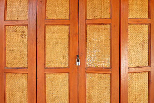 istock Asian style wooden door with lock 518221471