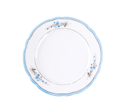 empty rustic plate on white background