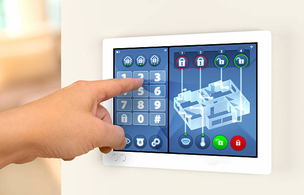 istock Smart home automation: engaging house alarm security system 518222325