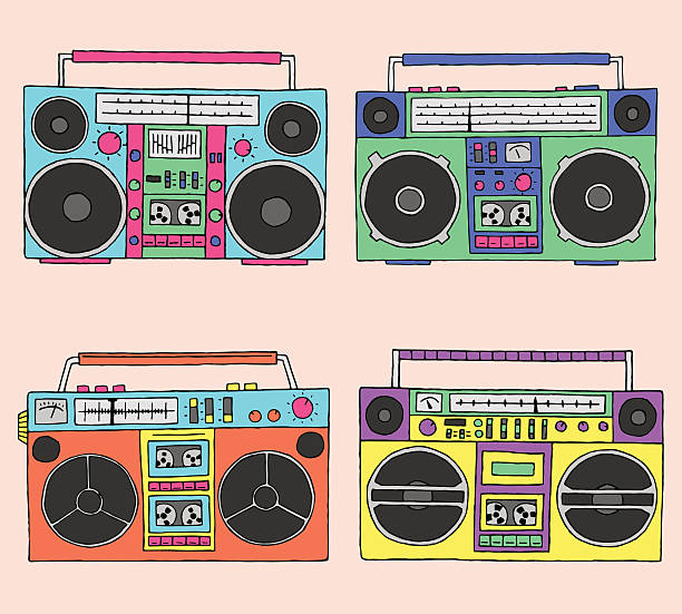 ilustrações de stock, clip art, desenhos animados e ícones de 80 s boomboxes - hip hop illustrations