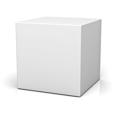 Blank box or cube on white background with reflection