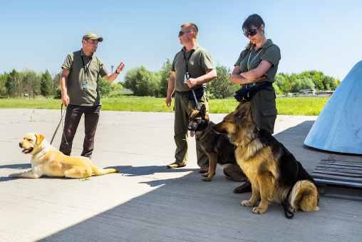 Borispol, Ukraine - May 22, 2015: Dog Service Boryspil International Airport 