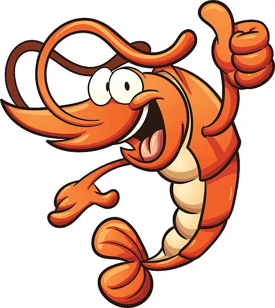 Vector illustration of Cartoon shrimp