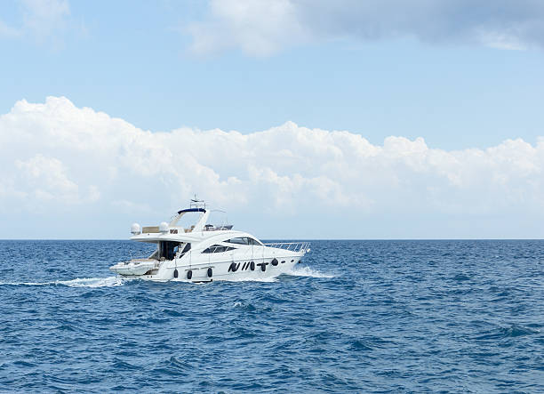 istock White yacht in sea 518224112