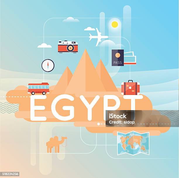 Travel To Egypt World Travel Planning Summer Vacations Stock Illustration - Download Image Now