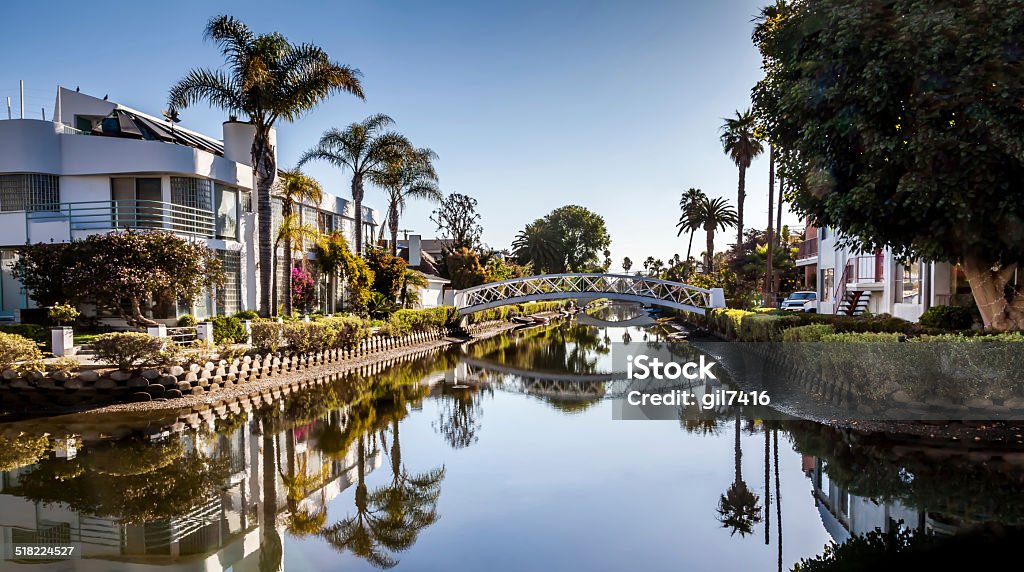 Walk at Venice beach canals Venice Beach canals in California in early morning Bridge - Built Structure Stock Photo