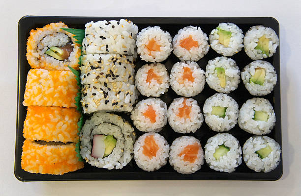 take out sushi set stock photo