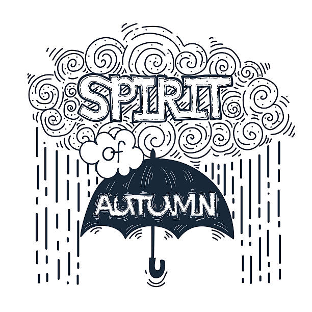 istock Hand drawn vintage illustration with hand-lettering about rain. 518224702