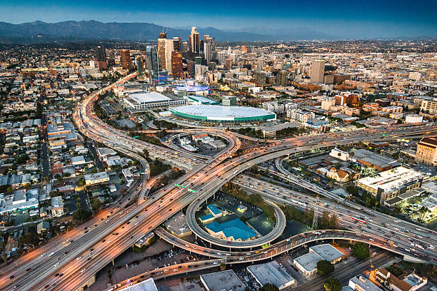 istock Los Angeles aerial view skyline 518228010
