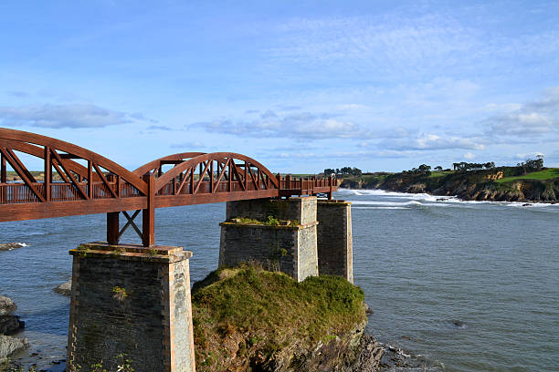 Wooden bridge over the river in Ribadeo, Lugo, Spain